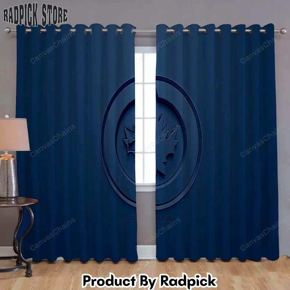 Radpick winnipeg jets window curtains canadian hockey club 3d blue curtains living room curtains for window rp85221